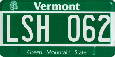 VT license plate LSH062