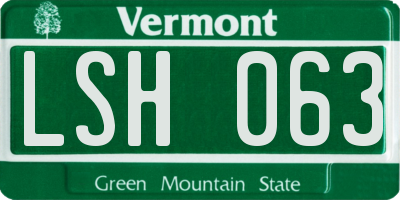 VT license plate LSH063