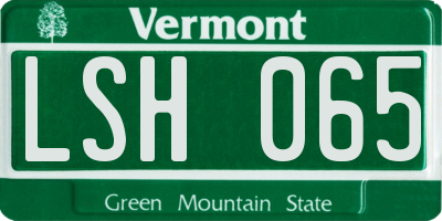 VT license plate LSH065