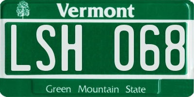 VT license plate LSH068