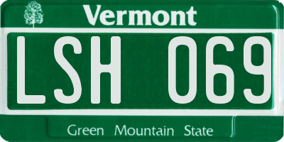 VT license plate LSH069