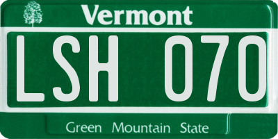 VT license plate LSH070