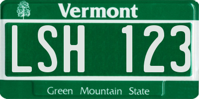 VT license plate LSH123