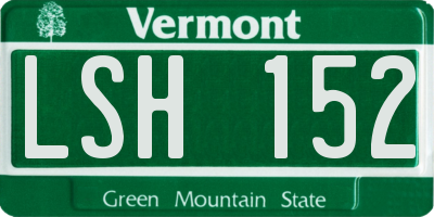 VT license plate LSH152