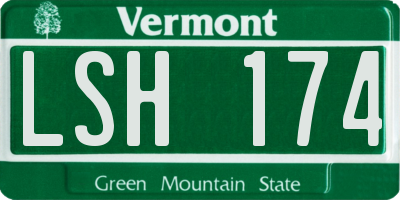 VT license plate LSH174