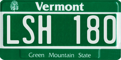 VT license plate LSH180