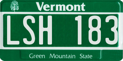 VT license plate LSH183