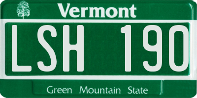 VT license plate LSH190