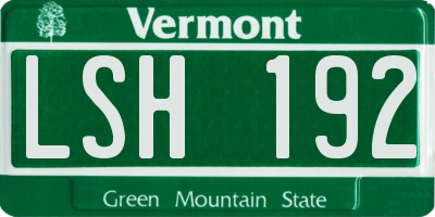 VT license plate LSH192