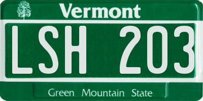 VT license plate LSH203