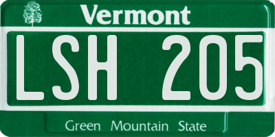 VT license plate LSH205