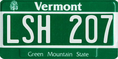 VT license plate LSH207