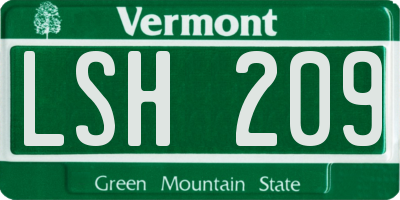 VT license plate LSH209