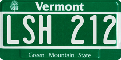 VT license plate LSH212