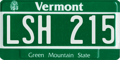 VT license plate LSH215