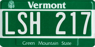 VT license plate LSH217