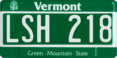 VT license plate LSH218
