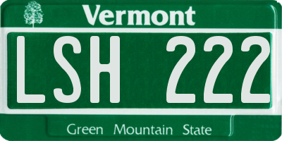 VT license plate LSH222