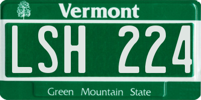 VT license plate LSH224