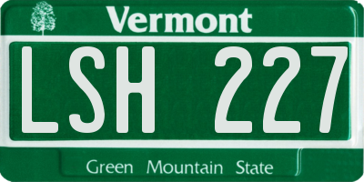 VT license plate LSH227