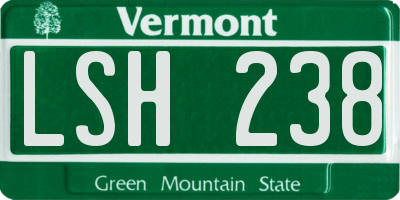 VT license plate LSH238