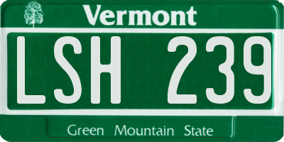 VT license plate LSH239