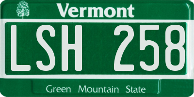 VT license plate LSH258