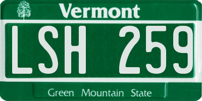 VT license plate LSH259