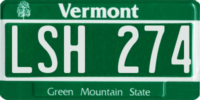 VT license plate LSH274