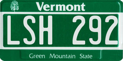 VT license plate LSH292