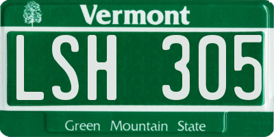VT license plate LSH305