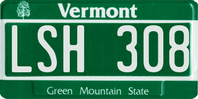 VT license plate LSH308