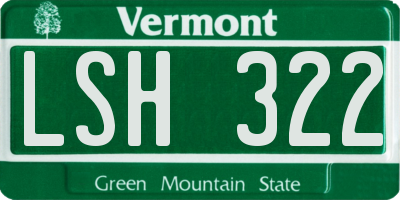 VT license plate LSH322