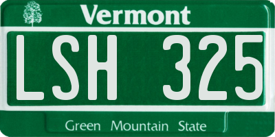 VT license plate LSH325