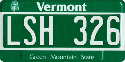 VT license plate LSH326