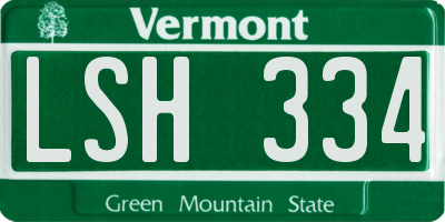 VT license plate LSH334
