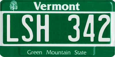 VT license plate LSH342