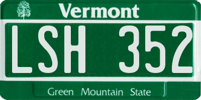VT license plate LSH352