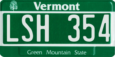 VT license plate LSH354