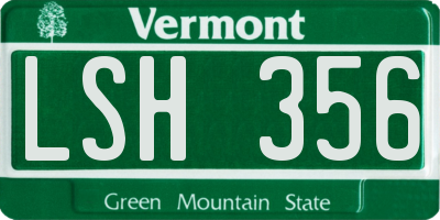 VT license plate LSH356