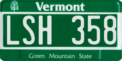 VT license plate LSH358