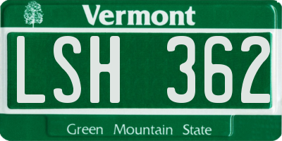 VT license plate LSH362