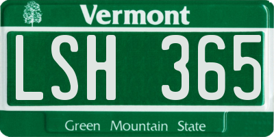 VT license plate LSH365