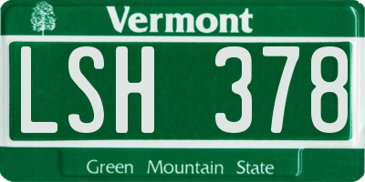 VT license plate LSH378
