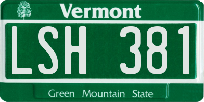 VT license plate LSH381