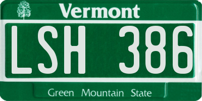 VT license plate LSH386