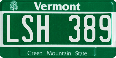VT license plate LSH389