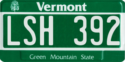 VT license plate LSH392