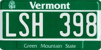 VT license plate LSH398