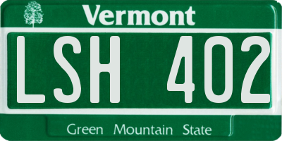 VT license plate LSH402